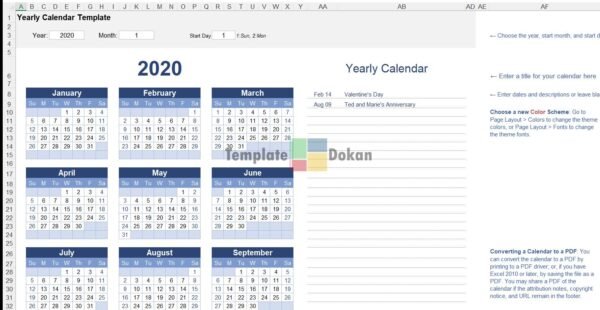 Yearly Calendar With Notes